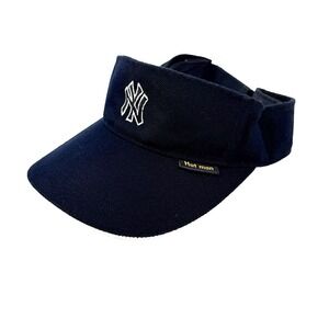 VTG New York Yankees Hat Man Visor Cap Hat Adjustable Black MLB Baseball